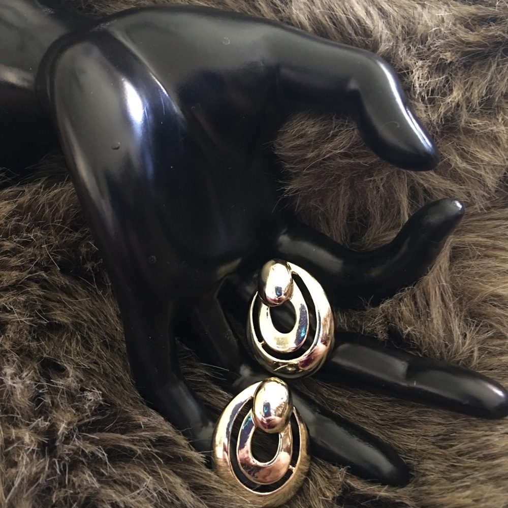 Mirror finish gold tone pierced earrings